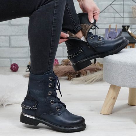 Imagine Ghete damă piele naturală 757 bleumarin