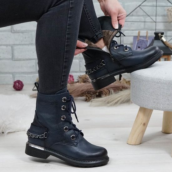 Imagine Ghete damă piele naturală 757 bleumarin