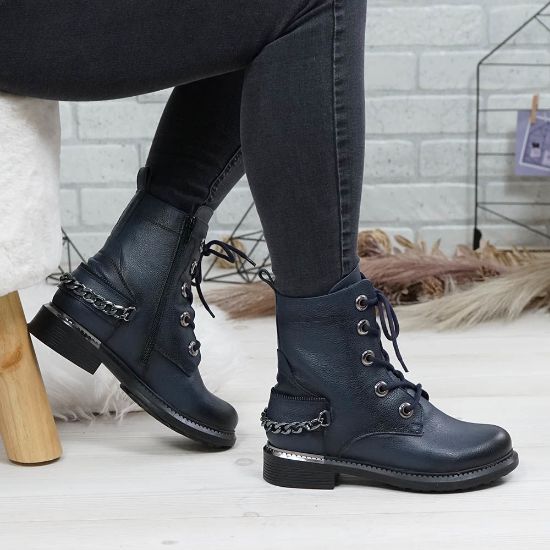 Imagine Ghete damă piele naturală 757 bleumarin