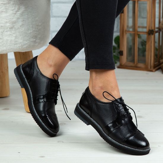 Imagine Pantofi damă piele naturală 132-1 NEGRU