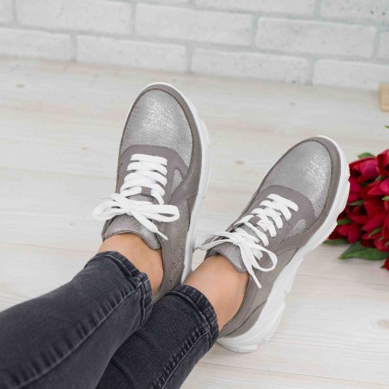 Imagine Pantofi damă piele naturală 122 GRI