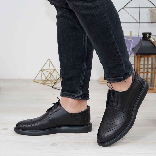 Imagine Pantofi casual bărbați piele naturală 558 G negru 1013
