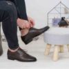 Imagine Pantofi eleganți bărbați din piele naturală 309 mi maro inchis presat