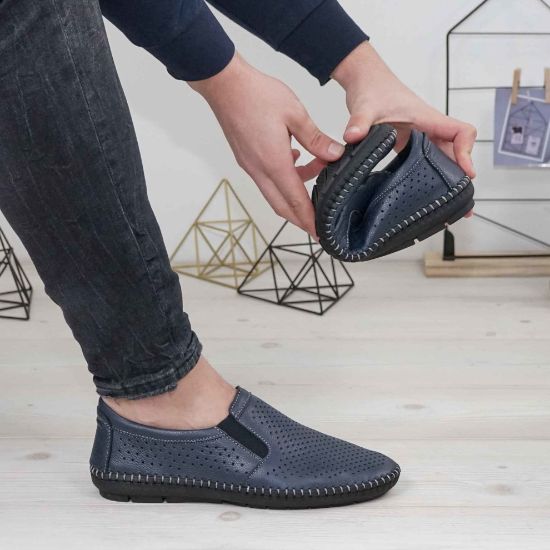 Imagine Mocasini bărbați bărbați piele naturală 600 blue