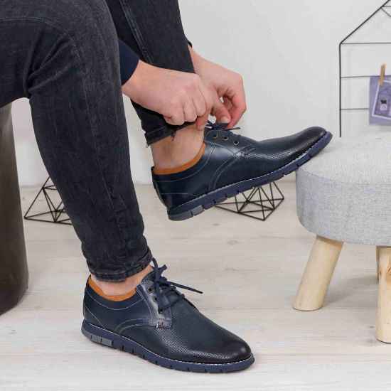 Imagine Pantofi casual bărbați piele naturală 421 Blue