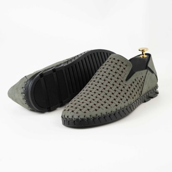 Imagine Mocasini bărbați piele naturală C116  GREEN perforat