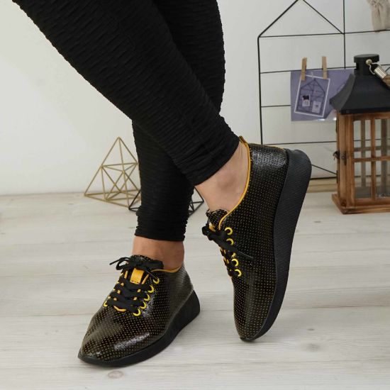 Imagine Pantofi damă piele naturală 145 Negru-galben