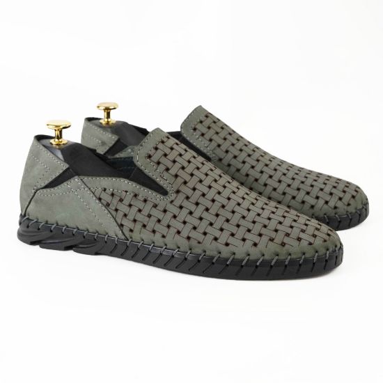 Imagine Mocasini bărbați piele naturală C116  GREEN perforat