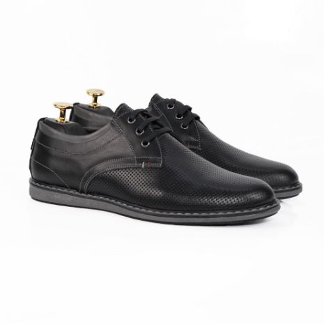 Imagine Pantofi casual bărbați piele naturală 422 negru