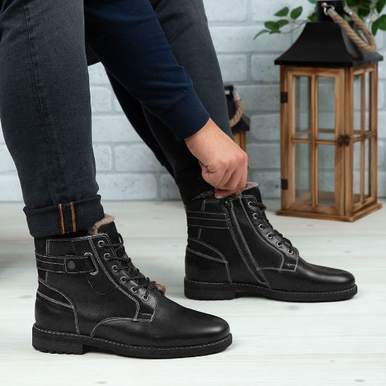 Imagine ghete-bărbați-piele-naturală-c318-negru