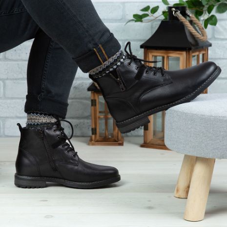 Imagine Ghete bărbați piele naturală 850 Negru