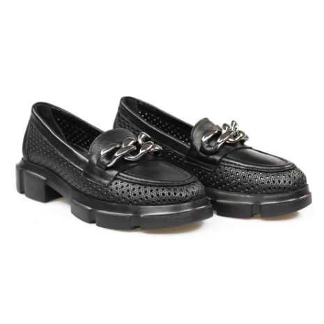 Imagine Mocasini damă negri din piele naturală cu talpă groasă t 439 