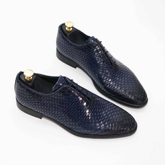 Imagine Pantofi eleganți bărbați din piele naturală O25-croco bleomarin
