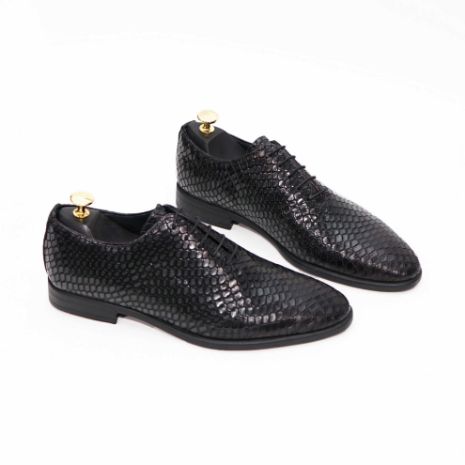 Imagine Pantofi eleganți bărbați din piele naturală O25 croco negru