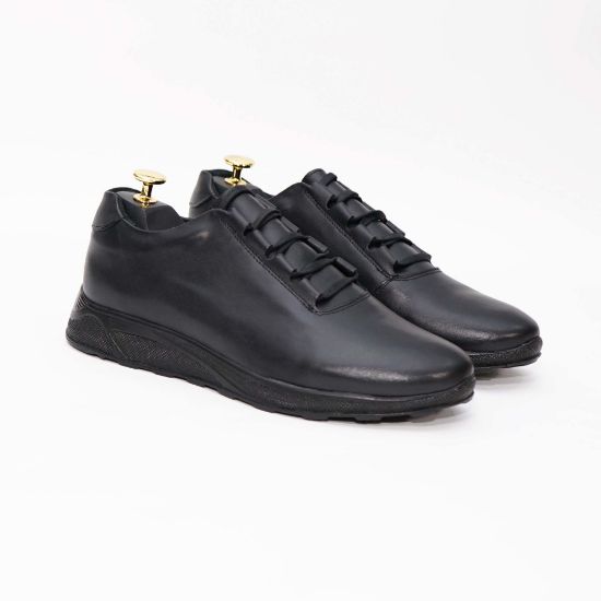 Imagine Pantofi sport bărbați piele naturală 447 Negru Box simplu