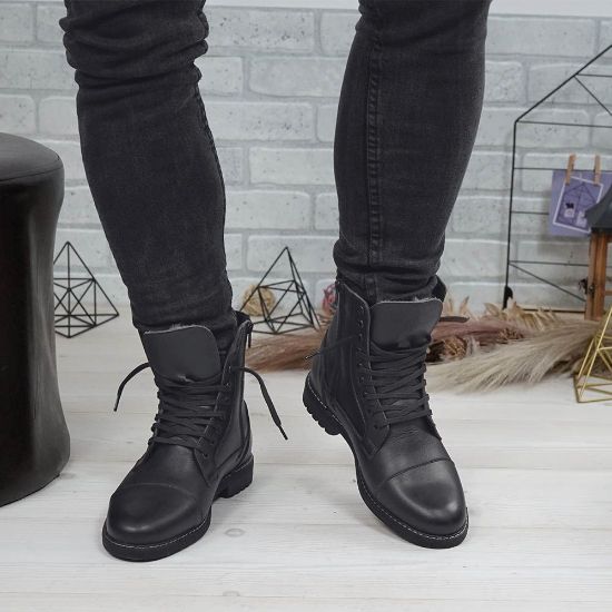 Imagine Ghete bărbați piele naturală 900 Negru