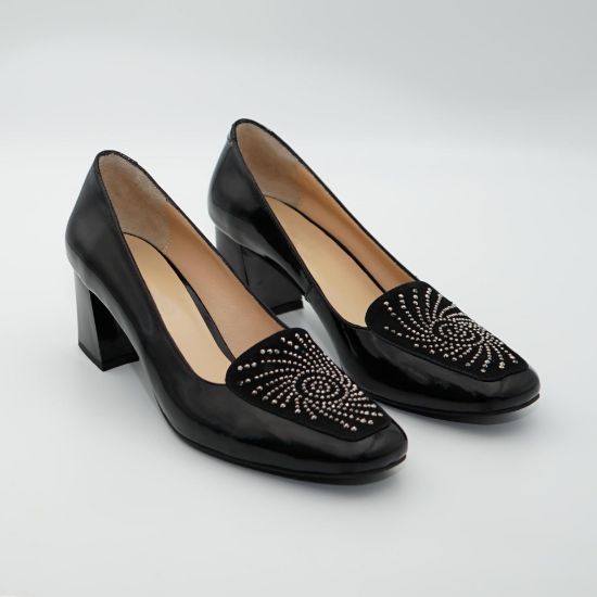 Imagine Pantofi 582 eleganti din piele naturala lacuita de  culoare neagra