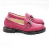 Imagine Mocasini damă din piele naturală întoarsă culoare magenta 130 