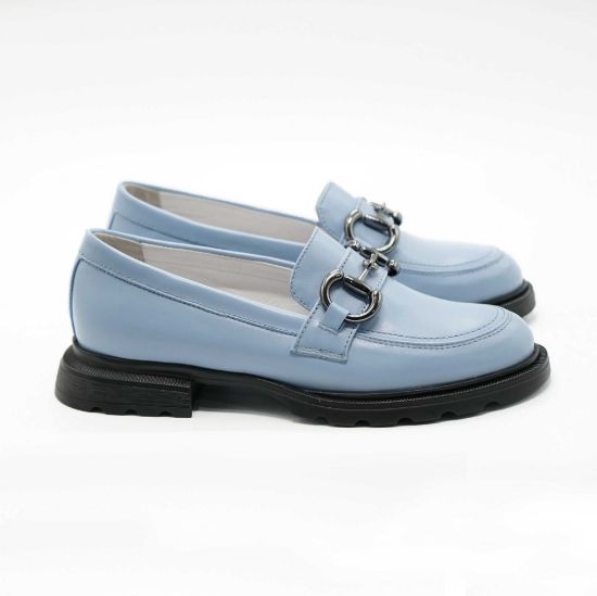 Imagine Mocasini damă din piele naturală albaștri 130