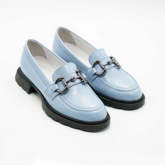 Imagine Mocasini damă din piele naturală albaștri 130