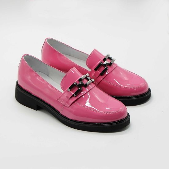 Imagine Mocasini damă din piele naturală lăcuită magenta 149 