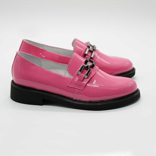 Imagine Mocasini damă din piele naturală lăcuită magenta 149 