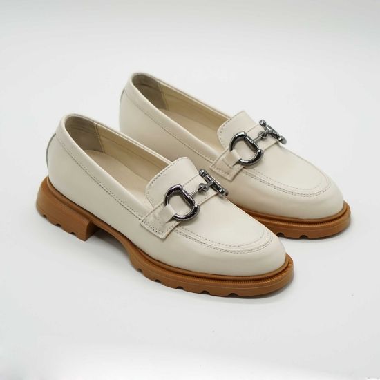 Imagine Mocasini damă bej din piele naturală 130