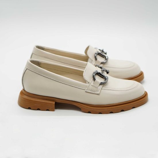 Imagine Mocasini damă bej din piele naturală 130