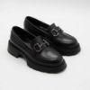 Imagine  Mocasini damă negri cu talpă groasă din piele naturală 132