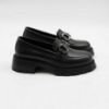 Imagine  Mocasini damă negri cu talpă groasă din piele naturală 132