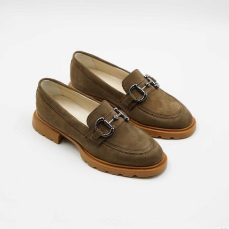 Imagine Mocasini damă maro din piele naturală întoarsă 130