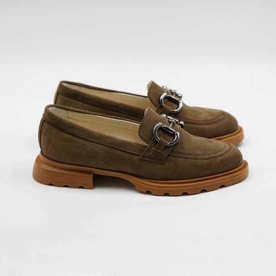 Imagine Mocasini damă maro din piele naturală întoarsă 130