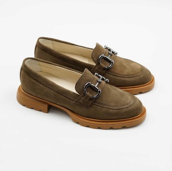 Imagine Mocasini damă maro din piele naturală întoarsă 130