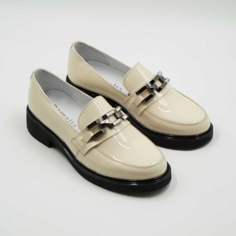 Imagine Mocasini damă bej din piele naturală lăcuită 149 