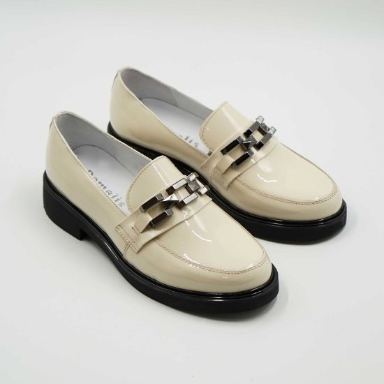 Imagine Mocasini damă bej din piele naturală lăcuită 149 