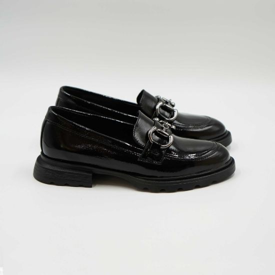 Imagine  Mocasini damă negri din piele naturală lăcuită 130