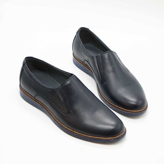 Imagine Mocasini bărbați c61 din piele naturala culoare bleumarin