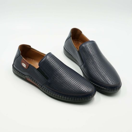 Imagine Mocasini bărbați din piele naturala culoare bleumarin 6573