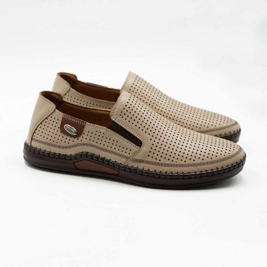 Imagine Mocasini bărbați din piele naturala culoare bej