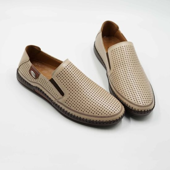 Imagine Mocasini bărbați din piele naturala culoare bej