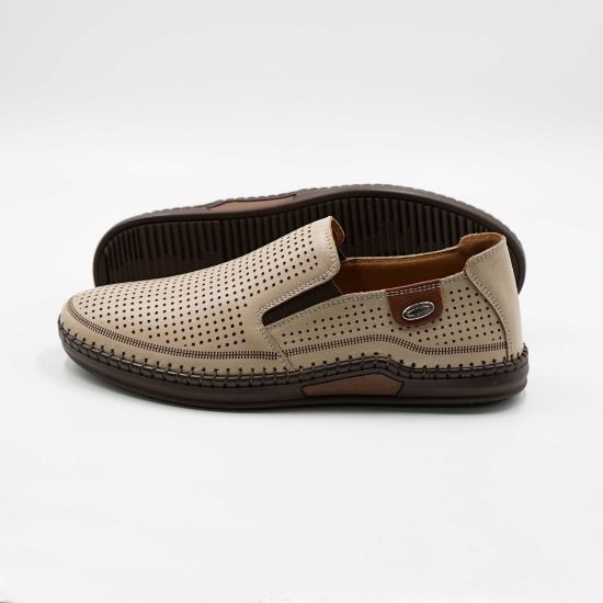 Imagine Mocasini bărbați din piele naturala culoare bej