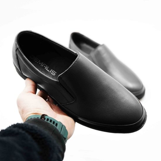 Imagine Mocasini bărbați casual din piele naturala culoare neagra