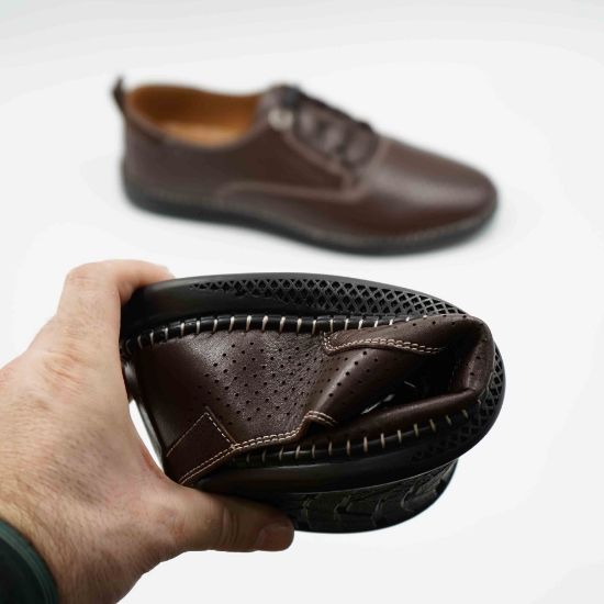 Imagine Pantofi 6574 casual din piele naturala culoare maro