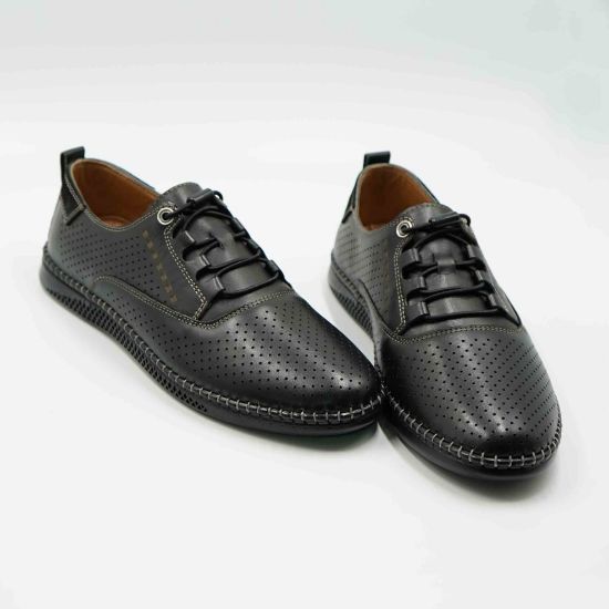 Imagine Pantofi 6574 casual din piele naturala culoare negru