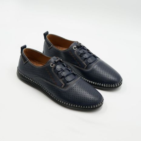 Imagine Pantofi 6574 casual din piele naturala culoare bleumarin