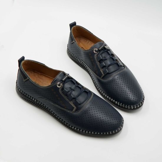 Imagine Pantofi 6574 casual din piele naturala culoare bleumarin