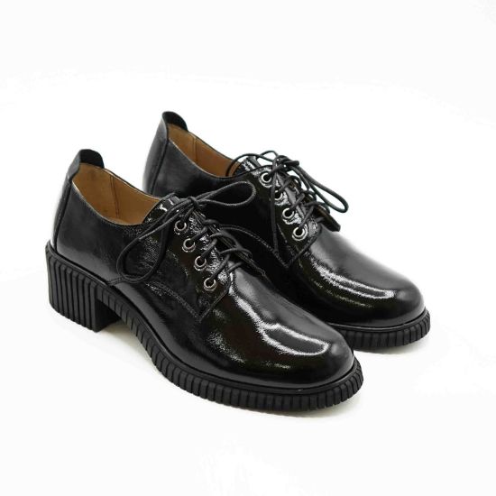 Imagine Pantofi 209 casual din piele naturala lacuita culoare neagra