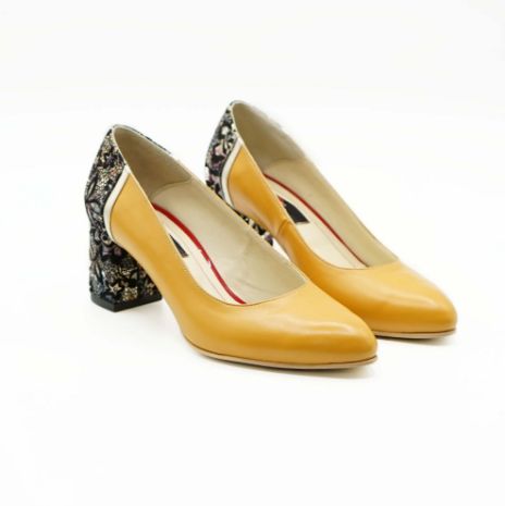 Imagine Pantofi 1206 eleganti din piele naturala culoare galben