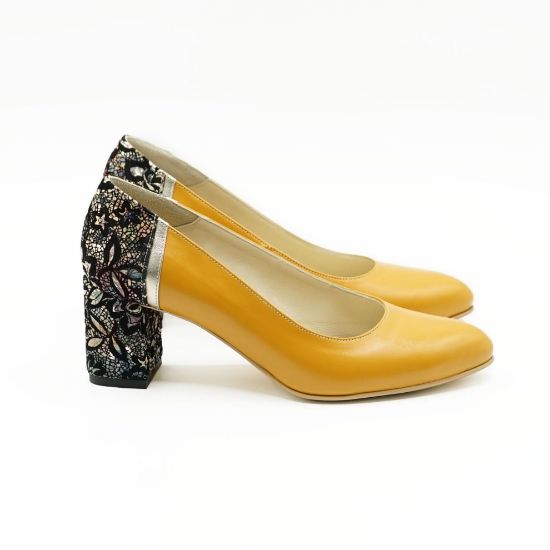 Imagine Pantofi 1206 eleganti din piele naturala culoare galben