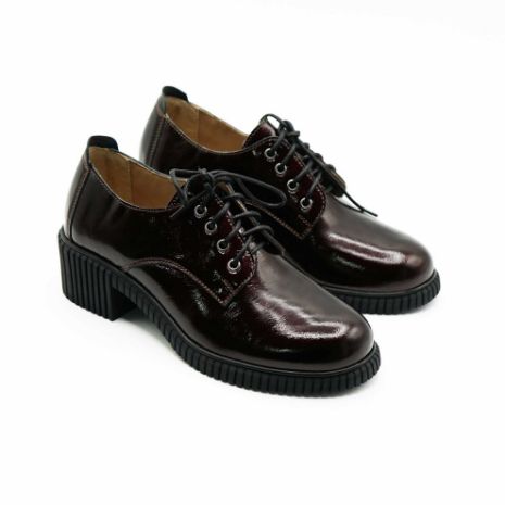 Imagine Pantofi 209 casual din piele naturala lacuita culoare visinie